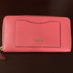 Coach Metallic Crossgrain Zip Wallet Clutch